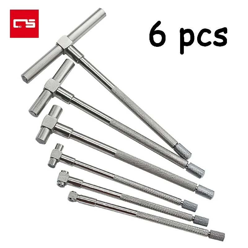 6Pcs Adjustable Inner Diameter Telescopic Gauge Stainless Steel  Measuring Tool Round Head Inner Diameter Telescopic Gauge