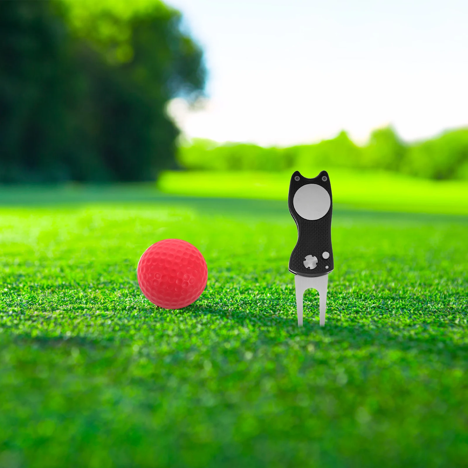 

Repair Tool Foldable Metal Design Durable Aluminum Alloy Ergonomic Grip Golf Training Accessories For Men Multifunctional Ball