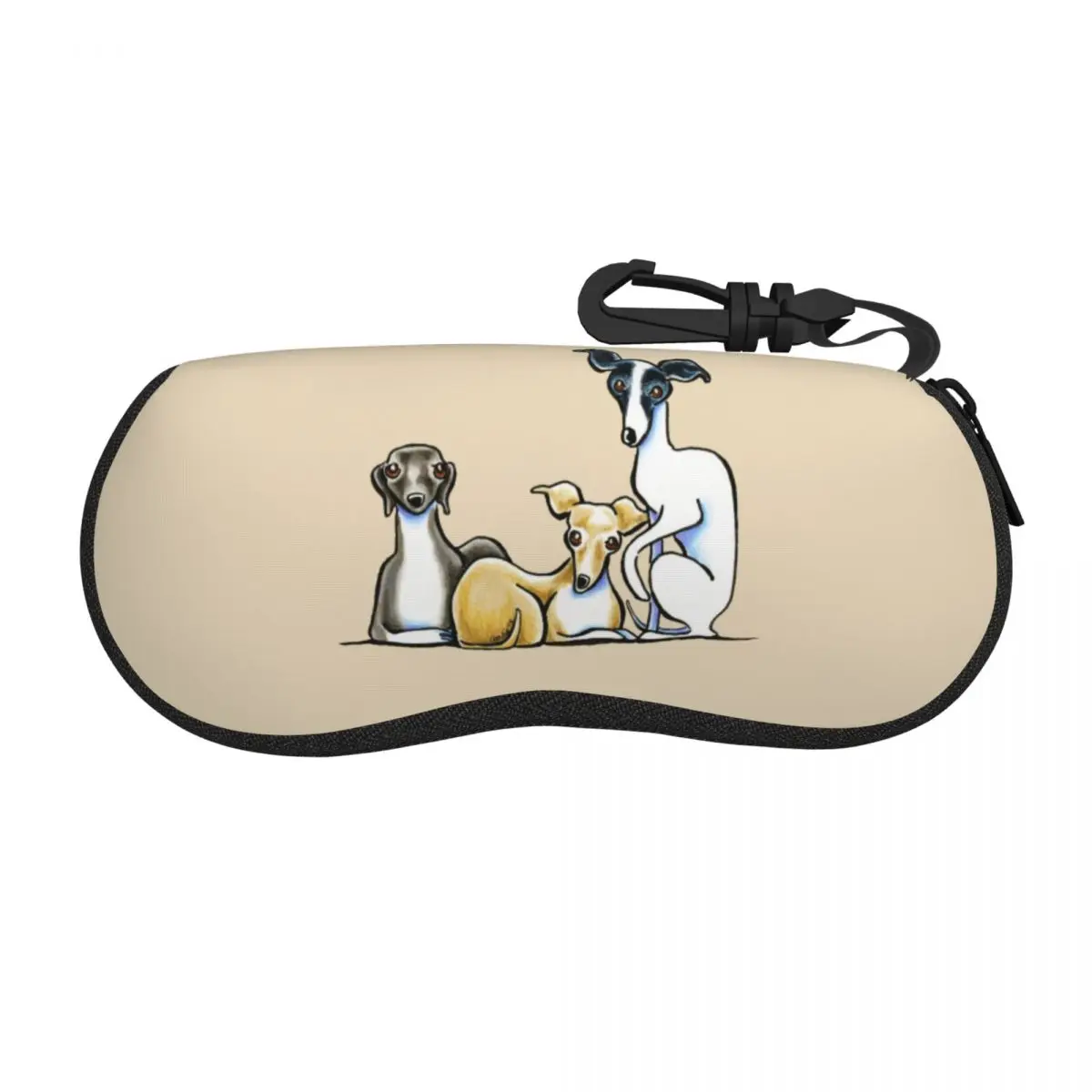 Custom Italian Greyhound Trio Glasses Case Cool Cute Whippet Sighthound Dog Shell Eyeglasses Case Sunglasses Box