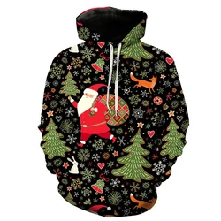 Cartoon Christmas Present Hoodie For Men New In 3D Printed Ugly Xmas Pullover Sweatshirts Holiday Hoody Kids Long Sleeves Tops