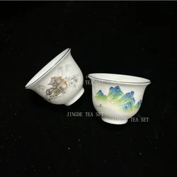1Pc Jingdezhen White Porcelain Teacup Chinese Handmade Ceramic Master Cup Portable Personal Single Cup Tradition Retro Tea 60ml