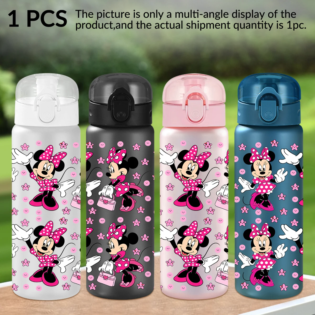 

1Pc Cute Minnie Print 26oz Plastic Water Bottle, Outdoor Leak-proof Sports Water Cup with Rope for Birthday Gift, Christmas Gift