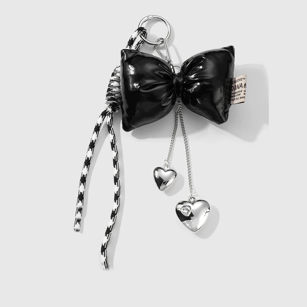 Sweet Romance black Key buckle bowknot mirror Pendant Hand woven rope Backpack ornament