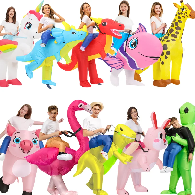 

Halloween Carnival Half Body Blow Up Suit for Cosplay Adult Pig Inflatable Costume Funny Unicorn Elk Animals Inflatable Suit