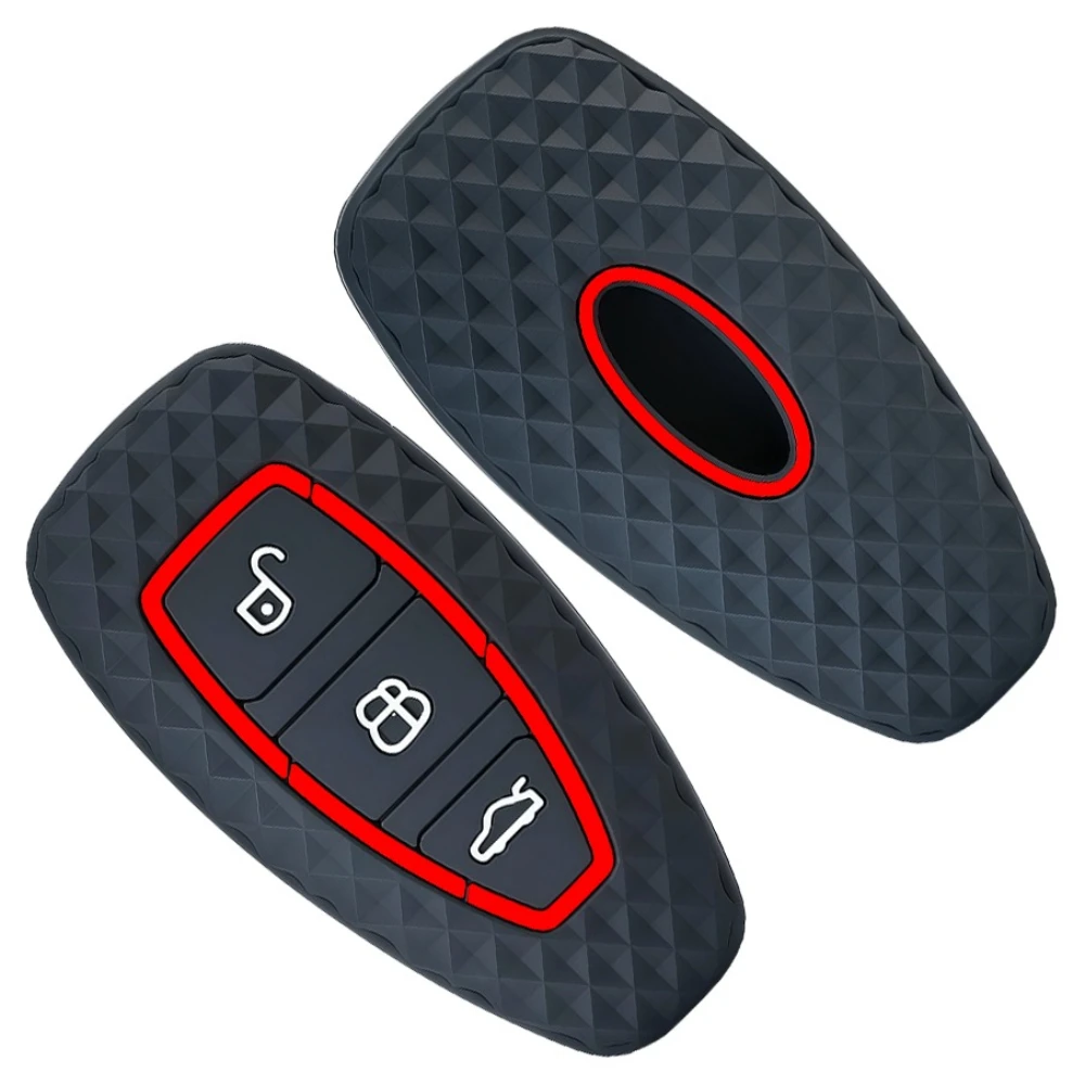 Silicone Car Key Pack for Ford ST Line Fiesta Focus Mondeo Ecosport Kuga Puma Edge Escape Metallic Car Key Fob Case Accessories