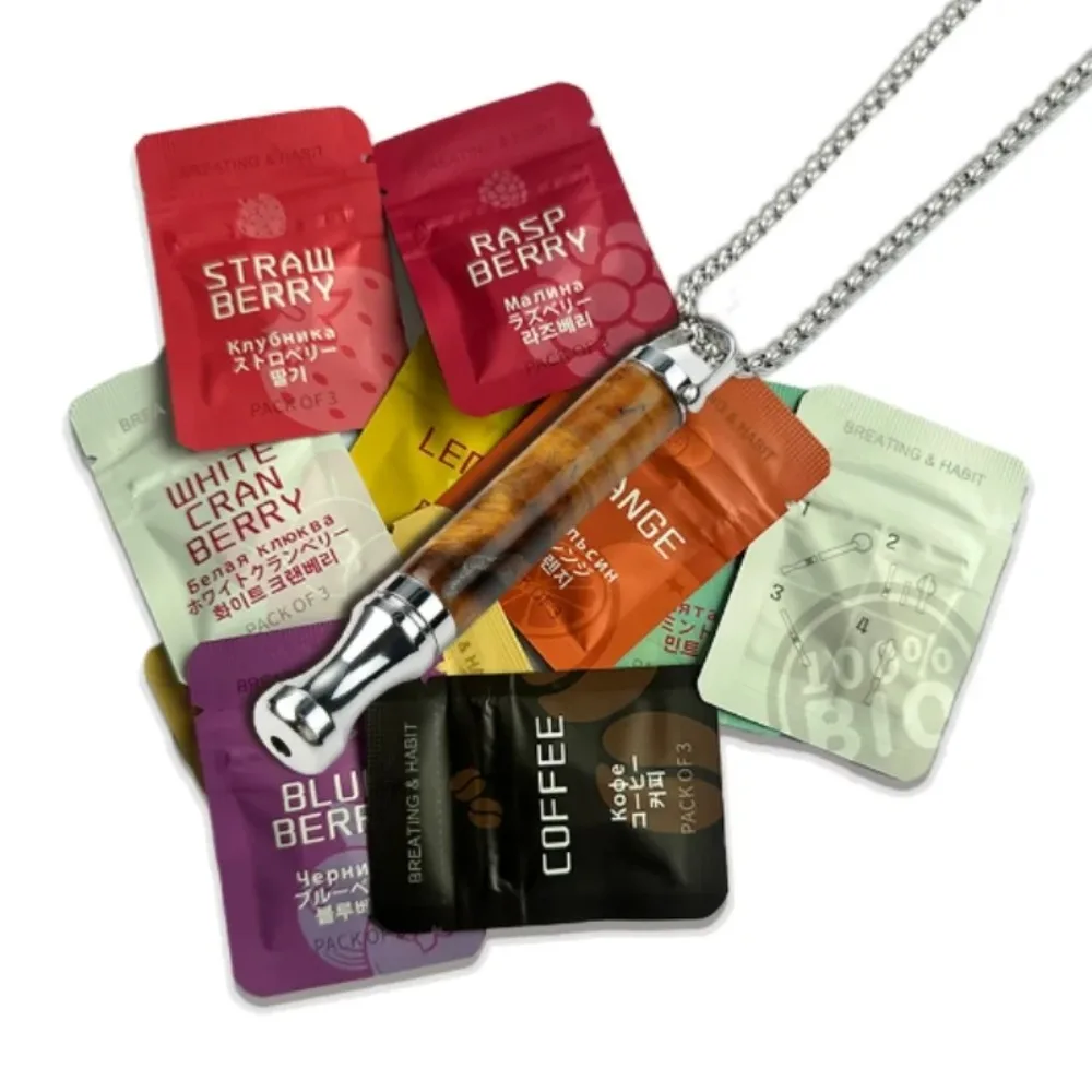 Stainless Steel Mindfulness Meditation Pendant Relieves Anxiety Breathing Necklace Smoking Cessation Aid Tool Vapor Free Inhaler