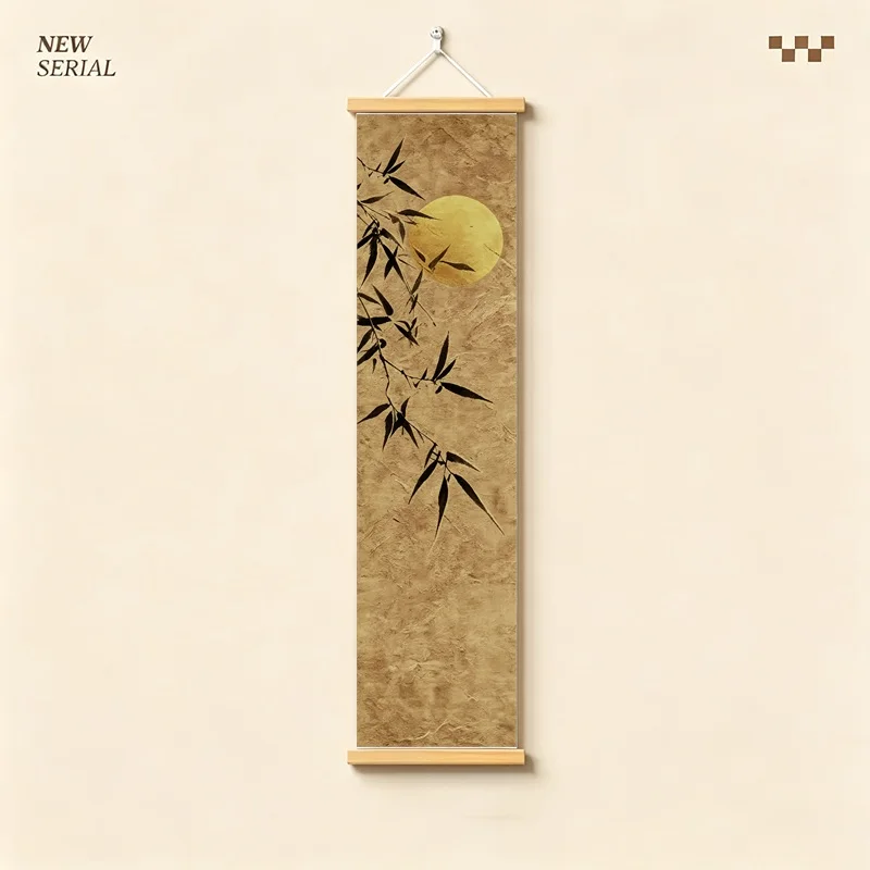 Japanese Zen Bamboo Vertical TapestryClear  Elegant Breeze Scroll Wall Art for Tea Room Living Room StudyHouse Wall Decor Canvas