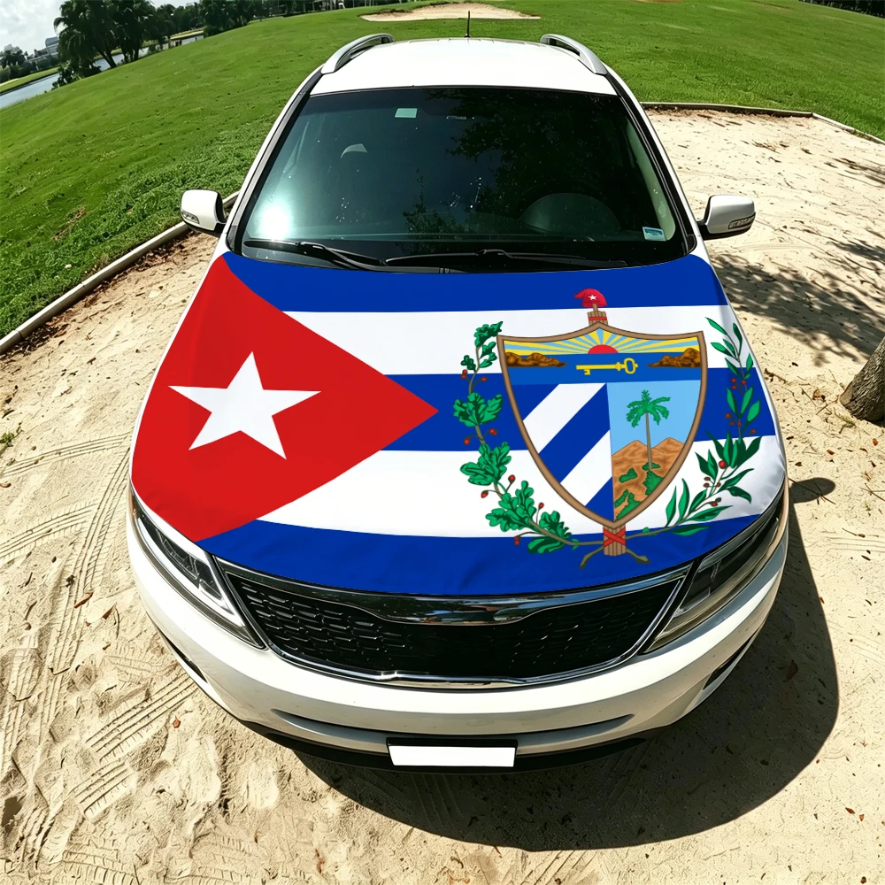 130x160cm Costa Rica Car Hood Cover Flag, Elastic Windproof Patriotic Bonnet Banner Cheer for the competition