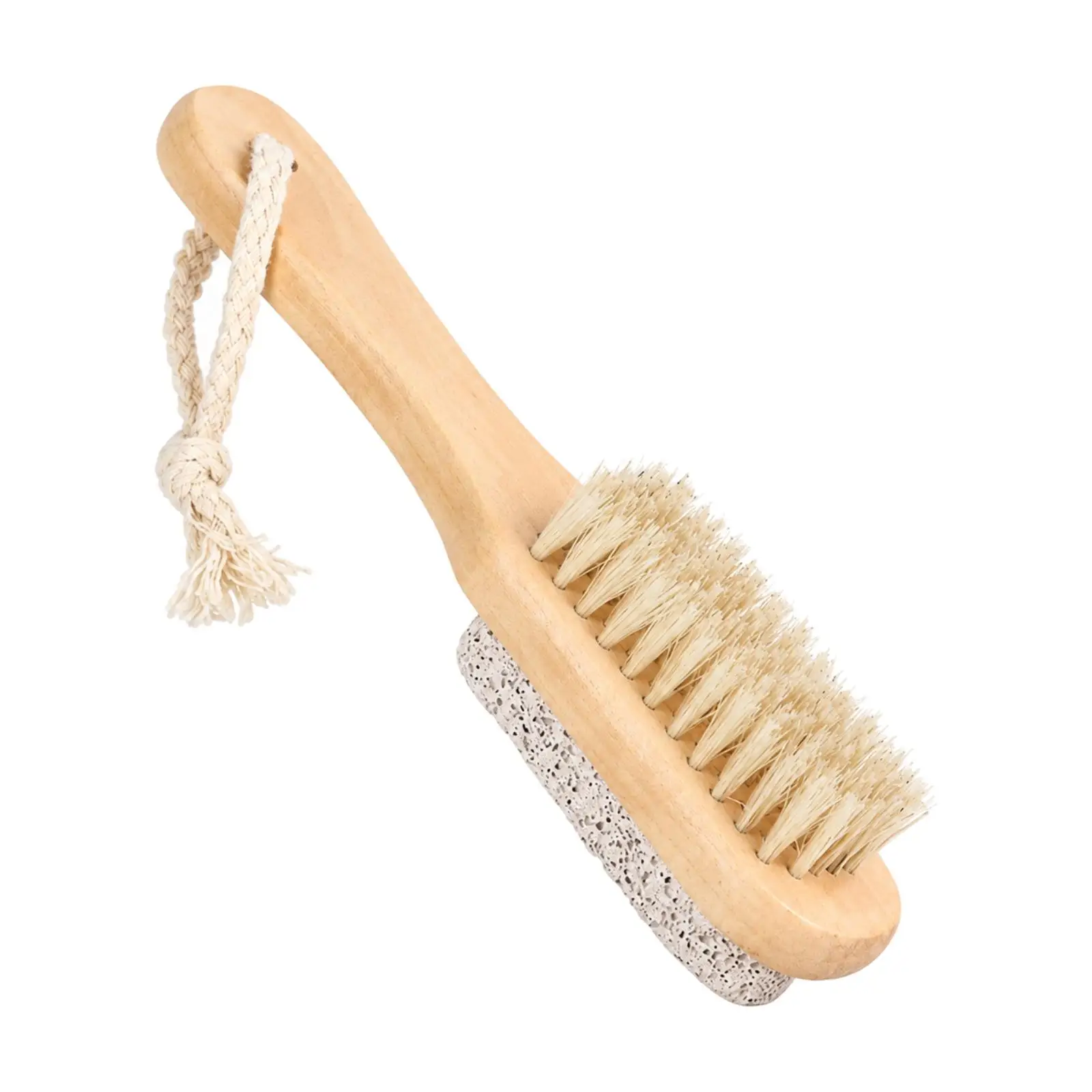 Compact Foot Callus Remover Double Sided Wooden Handle Brush for Easy Pedicure Routine