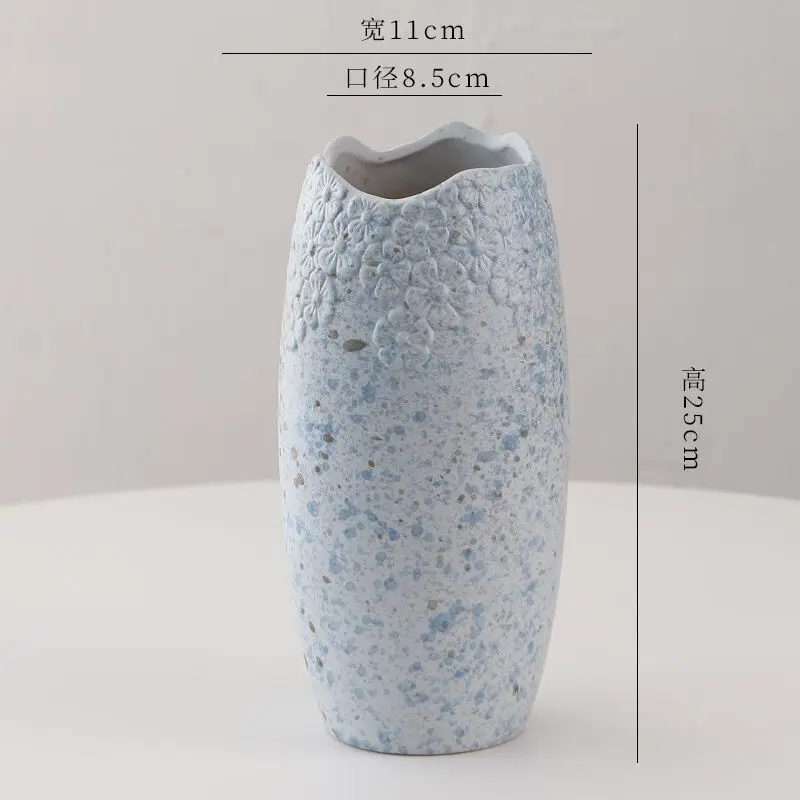 YFY large-diameter flower ware, plain-fired ceramic hydroponic vase  , pottery pot retro new Chinese-style  home ornament