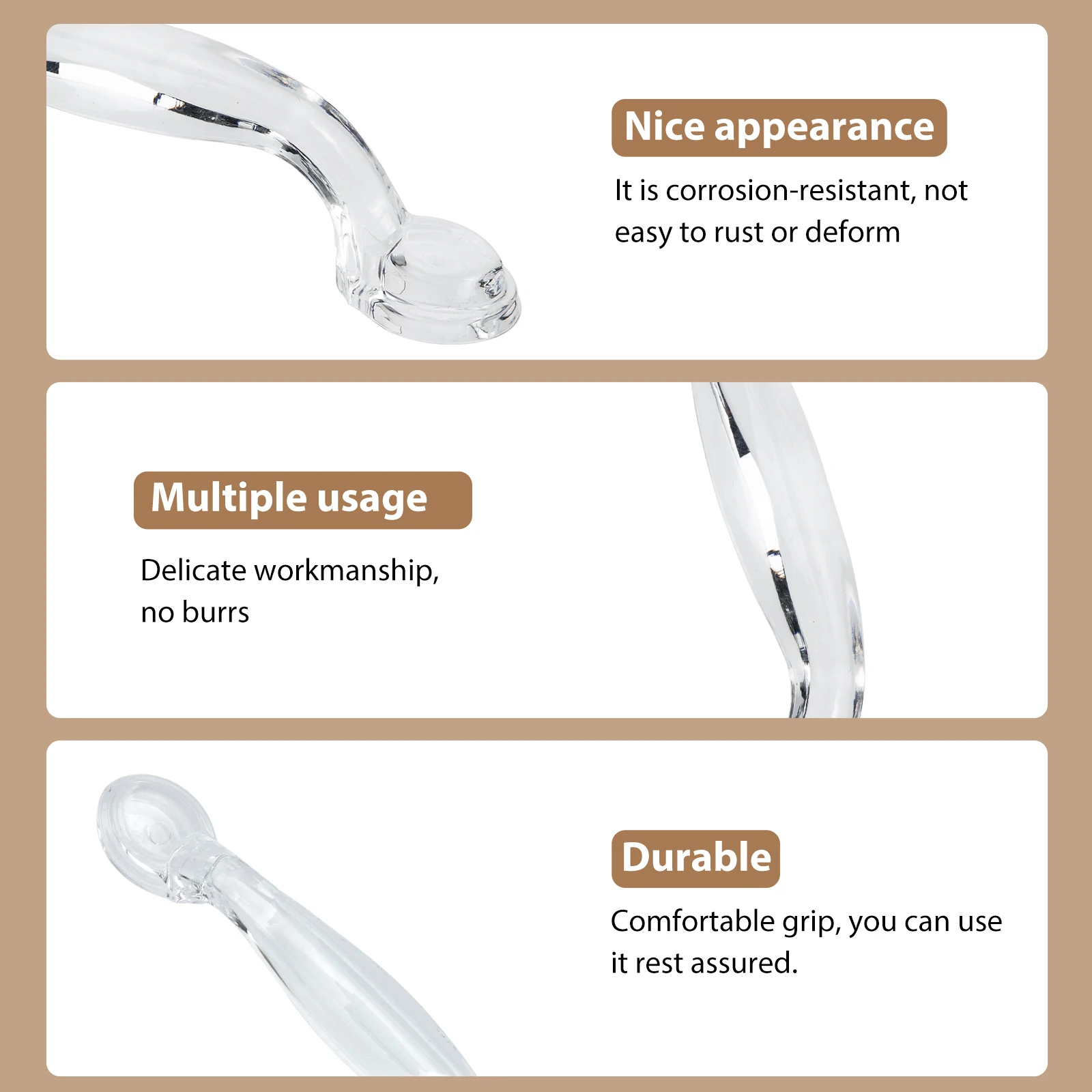 

8 pcs Crystal Cabinet Door Handles Acrylic Arc Drawer Pulls Corrosion Resistant Durable Furniture Closet Knobs Smooth Design