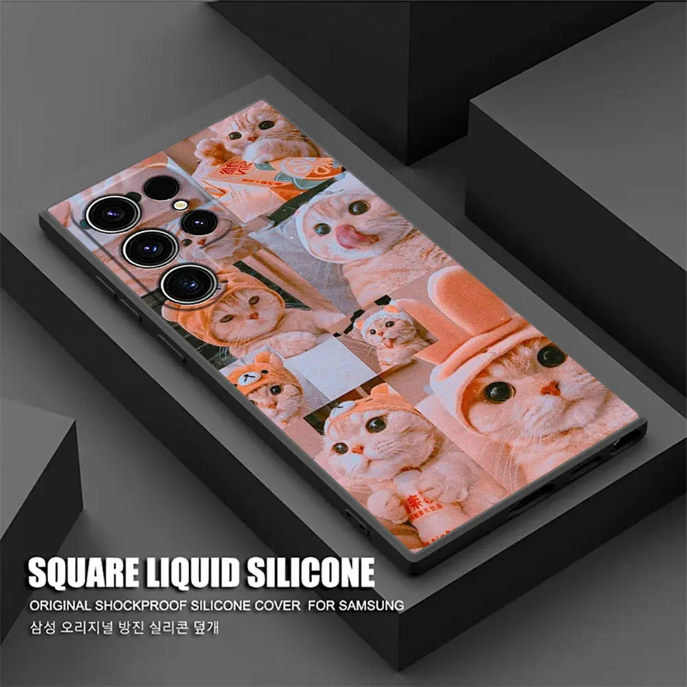 Phone Case For Samsung Galaxy S24 Ultra Cases S23 5G S21 S20 FE S22 9 S24 Plus Note 20 Ultra 10 Silicone Cover Funny Cartoon Cat