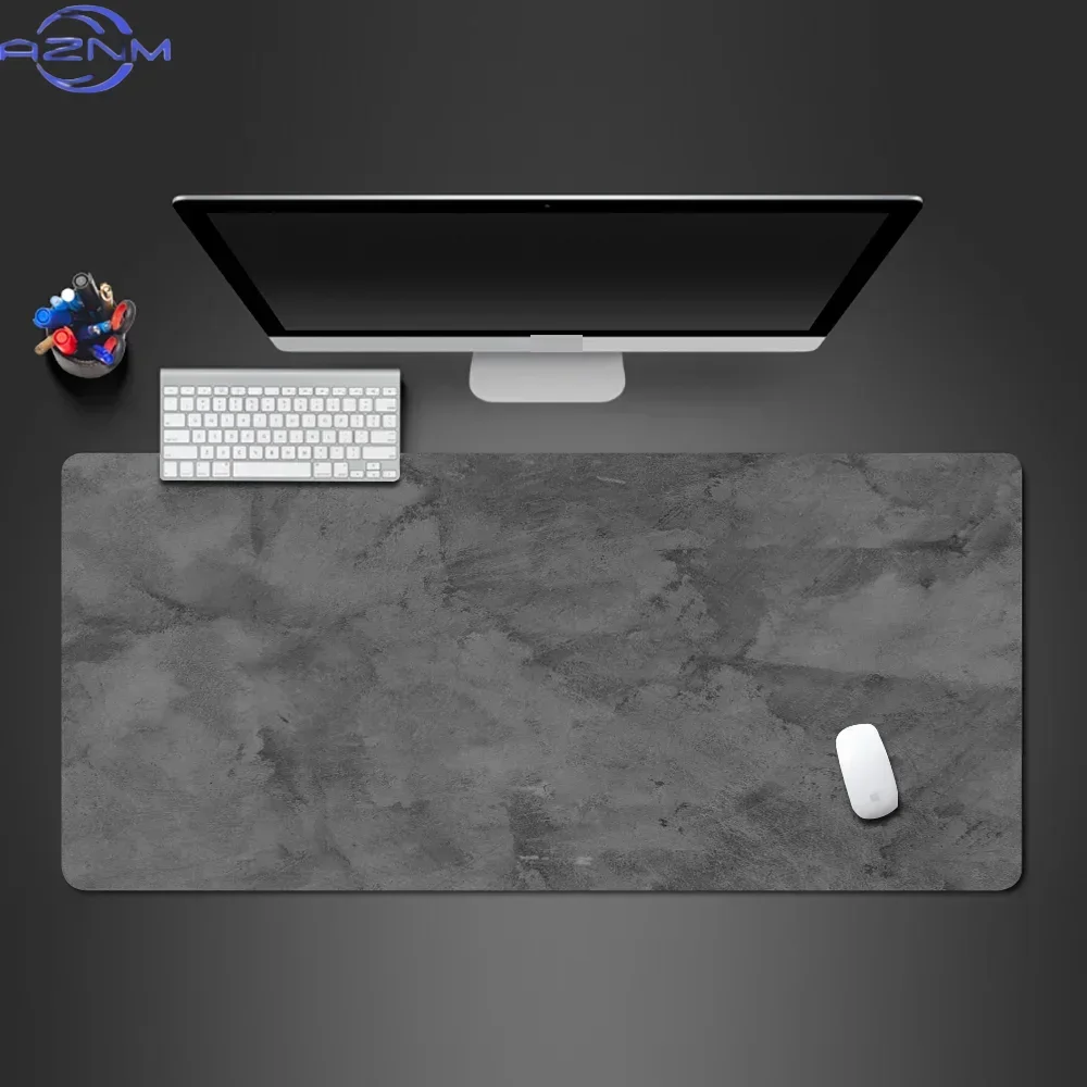 Dark Marble Vein XXL Gaming Mousepad, Subtle Stone Pattern Stitched Edge Non-slip Desktop Table Mat
