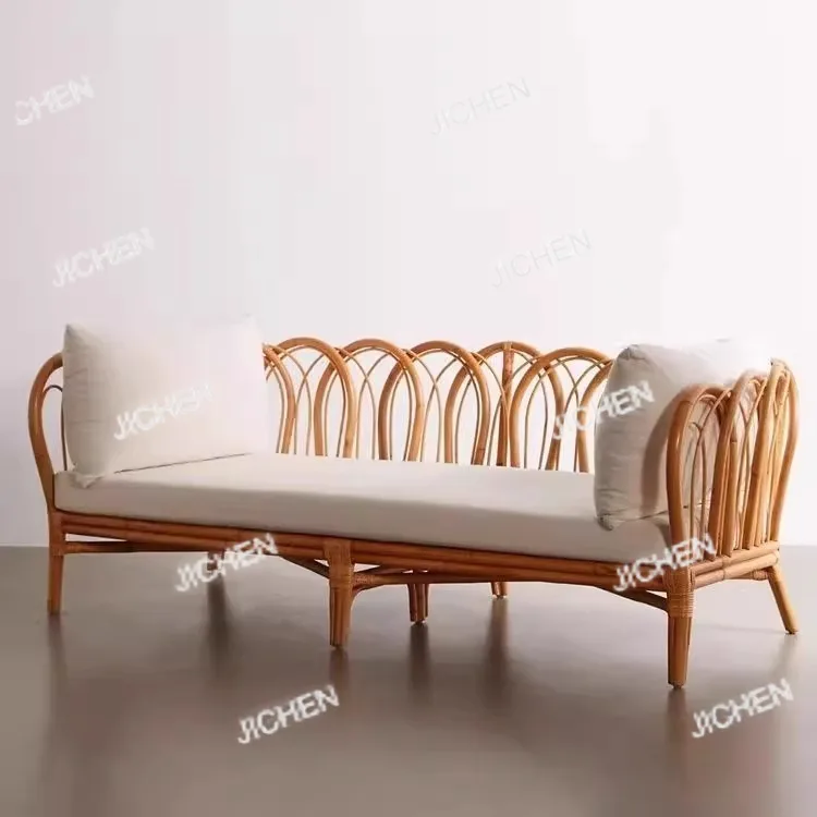 

Japanese-style Rattan Sofa Living Room Small Apartment Indonesian Agate Rattan Three-person Sofa Wabi Sandy Wind Designer Homest