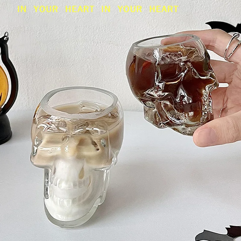 【X】Halloween Household Skull Head Glass Teacup Transparent C
