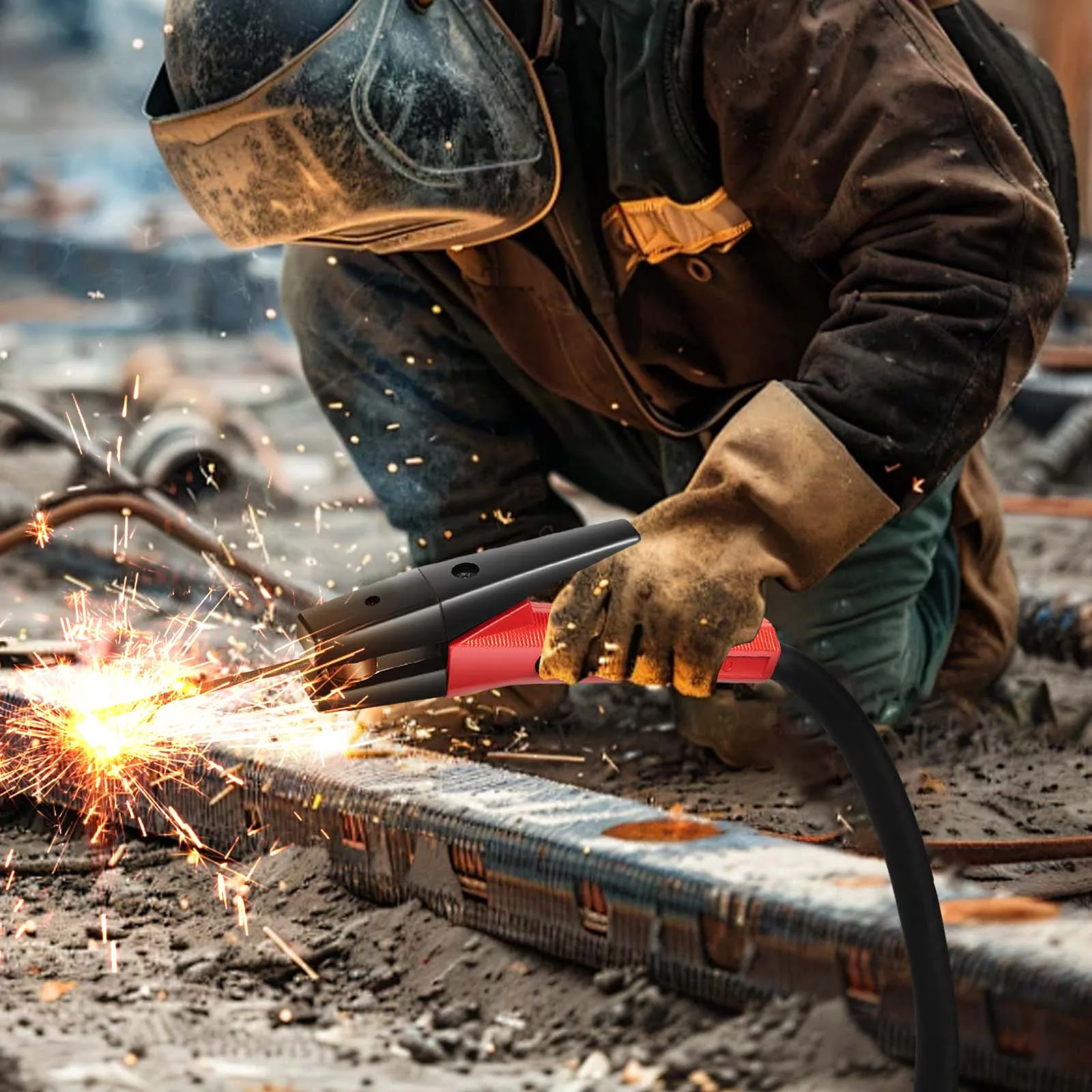Carbon Arc Gouging Torch, Air Arc Gouging Torch K4000 1000A, 360° Rotating Head Heavy Duty Metal Cutting Welding Torch with 7ft Cable