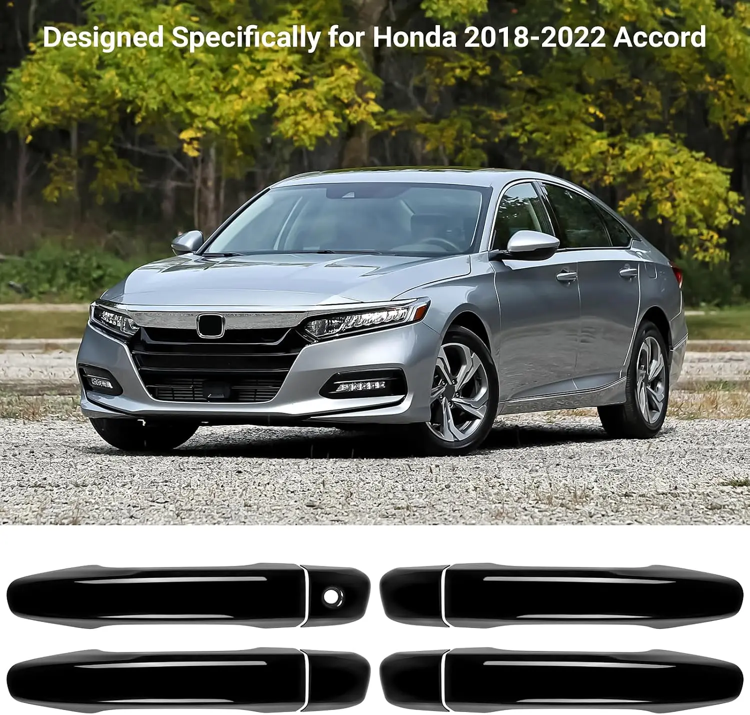 ホンダ-2018-2022-アコード-ハイブリッド用-車のドアハンドルカバープロテクター-光沢ブラック-abs素材