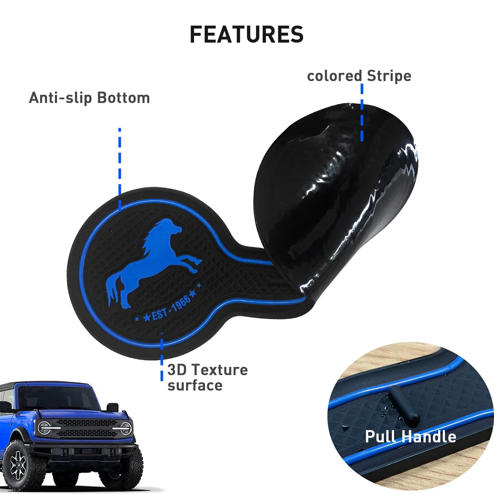 Car Cup Coaster for Ford Bronco 2020 2021 2022 Soft Drink Cup Holder Anti-slip Pad Daily Interior Accessories Car-styling