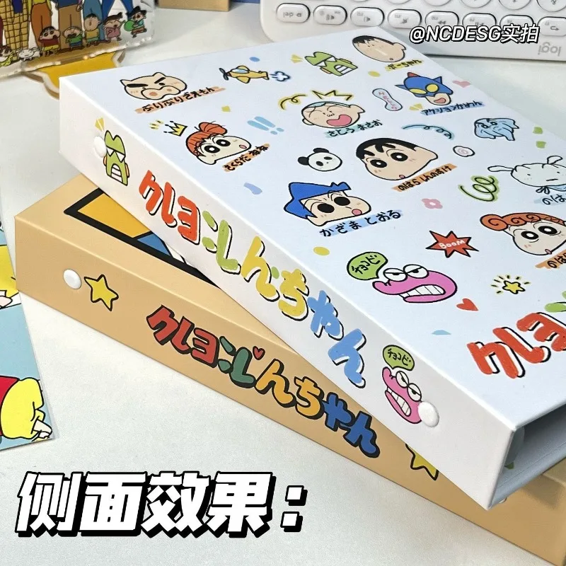 Bandai-Carpeta de tarjetas Shin-chan de Crayon, soporte de álbum, libro de almacenamiento de tarjetas de colección Periphery de Anime, página interior A5, juguetes para niños, regalo