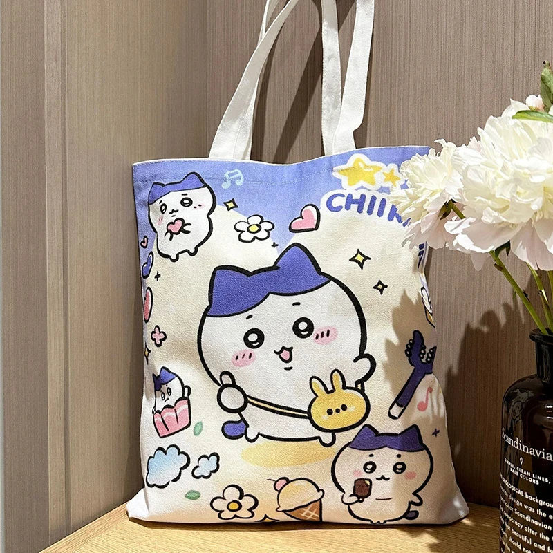 Chiikawa Canvas Bag Kawaii Anime Cute Hachiware Usagi Student Outdoor Cartoon Cosmetics Handbag Book Storage Bag Toy Girls Gifts