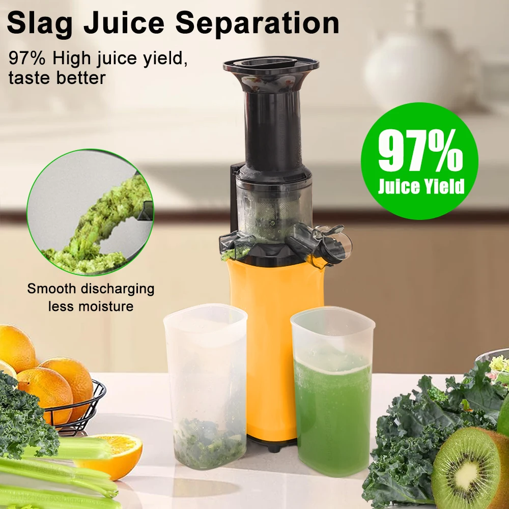 Portable Slow Juicer for Fruit and Vegetables Juice Extractor Cold Press Juicer with Brush Mini Electric Juice Maker Machine