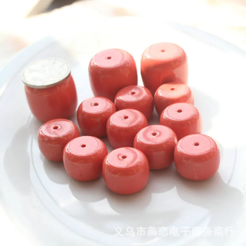 2pieces bamboo coral pillar 20mm 26mm orange red full hole for DIY jewelry accessory making wholesale