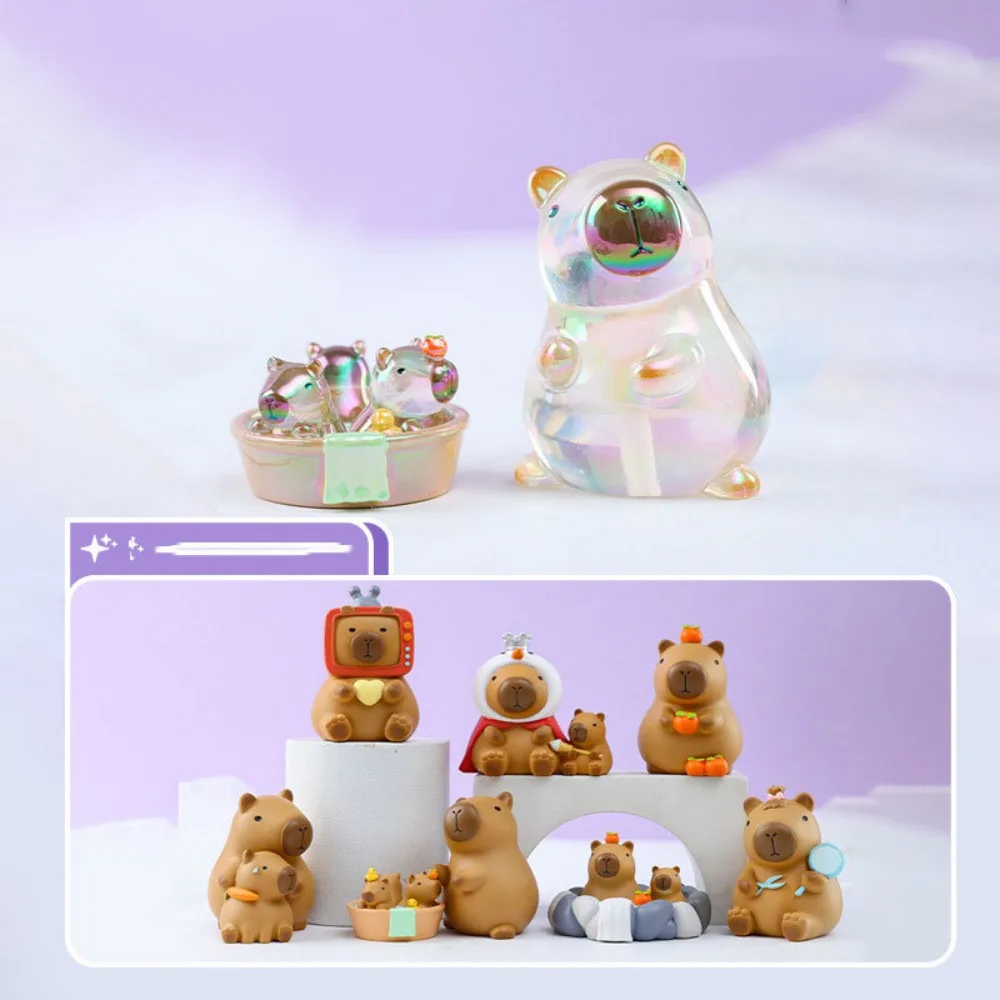 

Gift Mini Capibara Capybara Blind Box Action Figures Multicolor Home Decoration Synthetic Resin Animal Model Desk Ornament