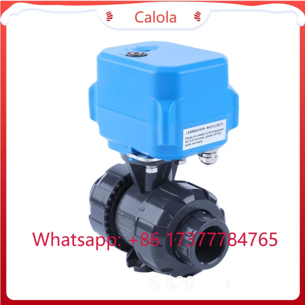 DC12V/DC24V AC220V Motorized Ball Valve, 2-Way UPVC/PPH Electric Ball Valve Actuator, 25-50mm Pipe Size