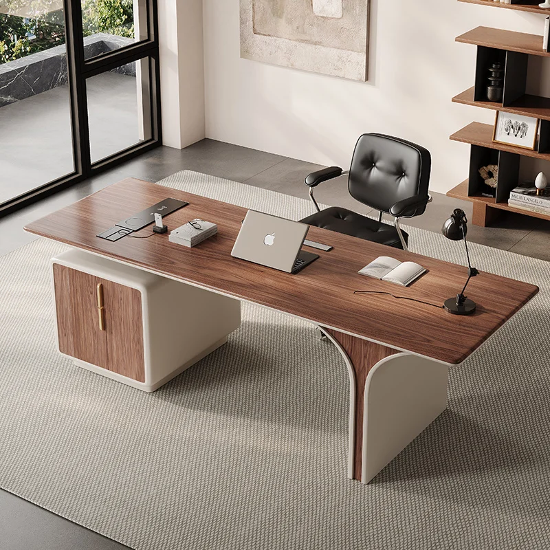 

Solid wood desk light luxury designer simple study table minimalist high-end desk