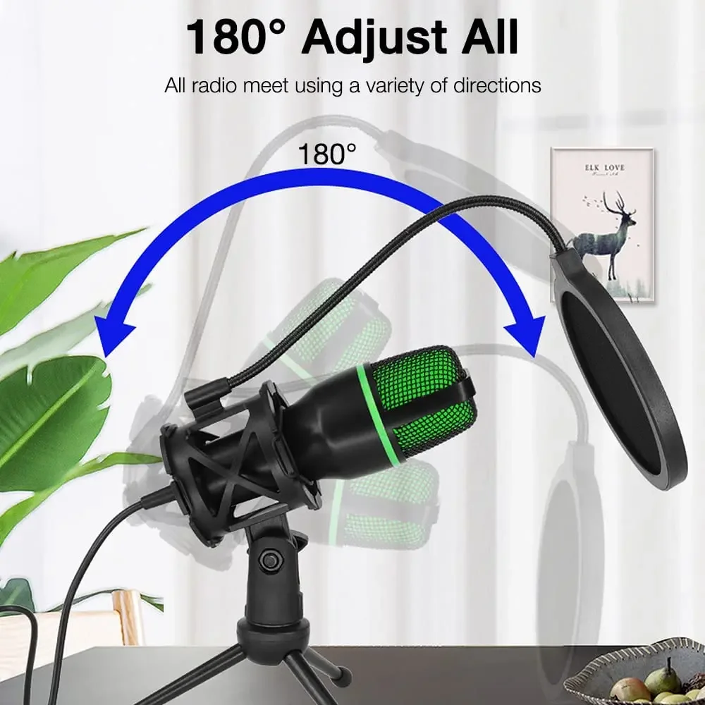 Immagine 6: Microfono a condensatore USB cablato per PC Computer portatile Kit di accessori da gioco professionali Gamer Sound Streaming live Podcast RGB