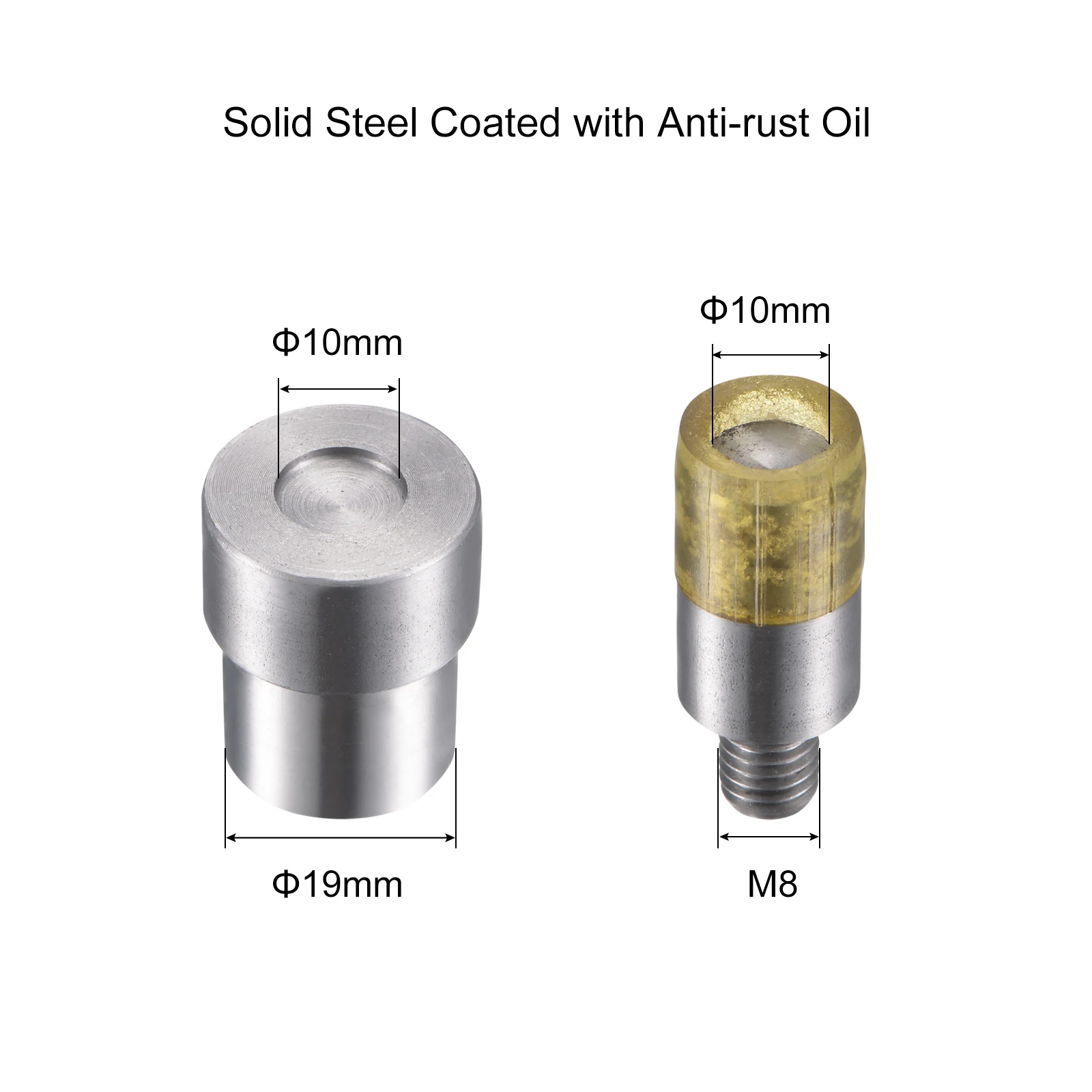 uxcell Hand Press Machine Stud Carbon Steel and Rubber 10mm Rivet Setter Punch Dies Fasteners Tool Set