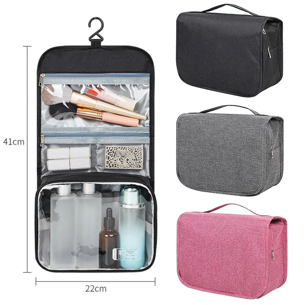 Hanging Travel Toiletry Storage Bag Wet Dry Separation Cosmetic Organizer Foldable Large Capacity Makeup Bag with Hook