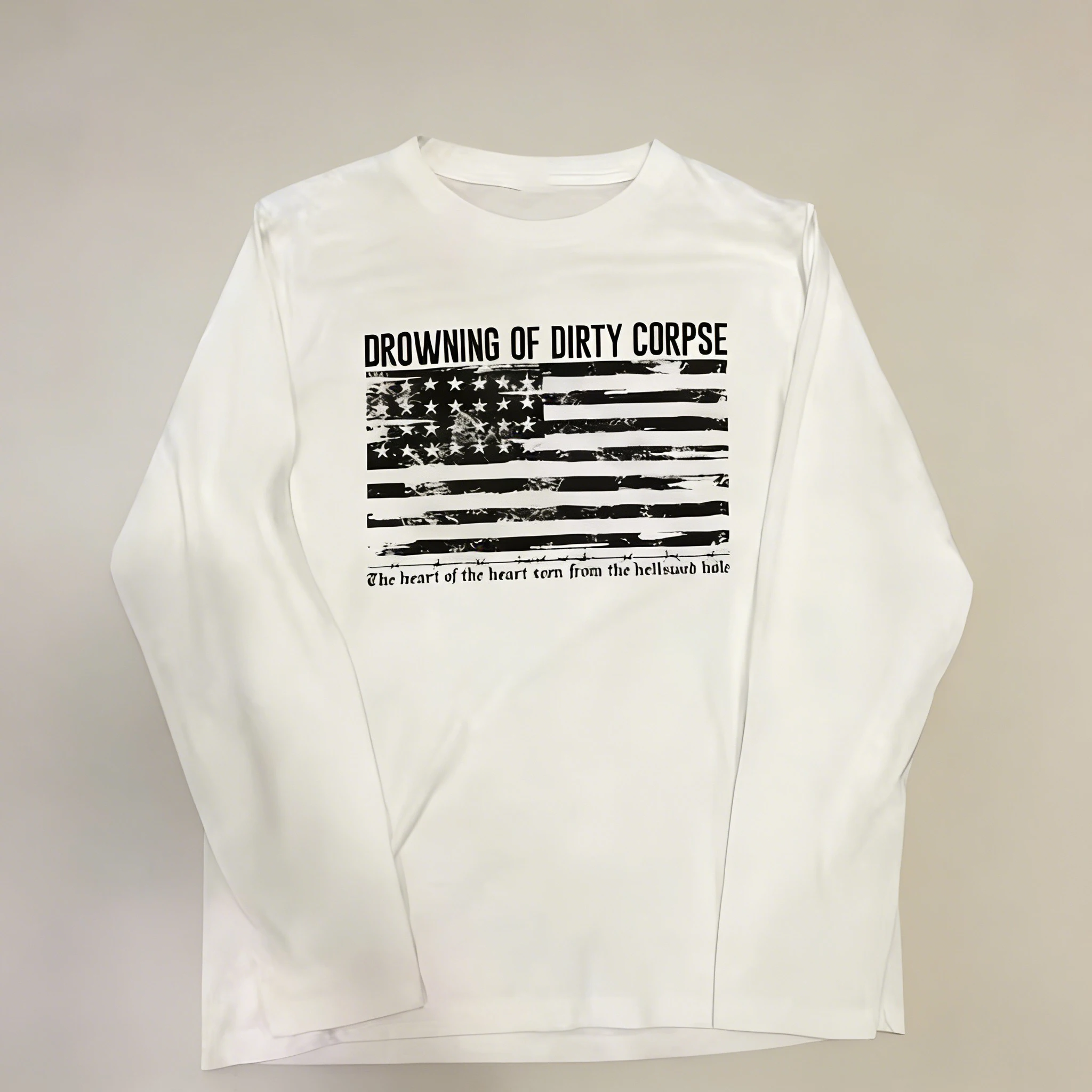 Korean Y2K American Style Women's Printed Top with Long Sleeves and Loose Fit, Versatile for Daily Casual Wear