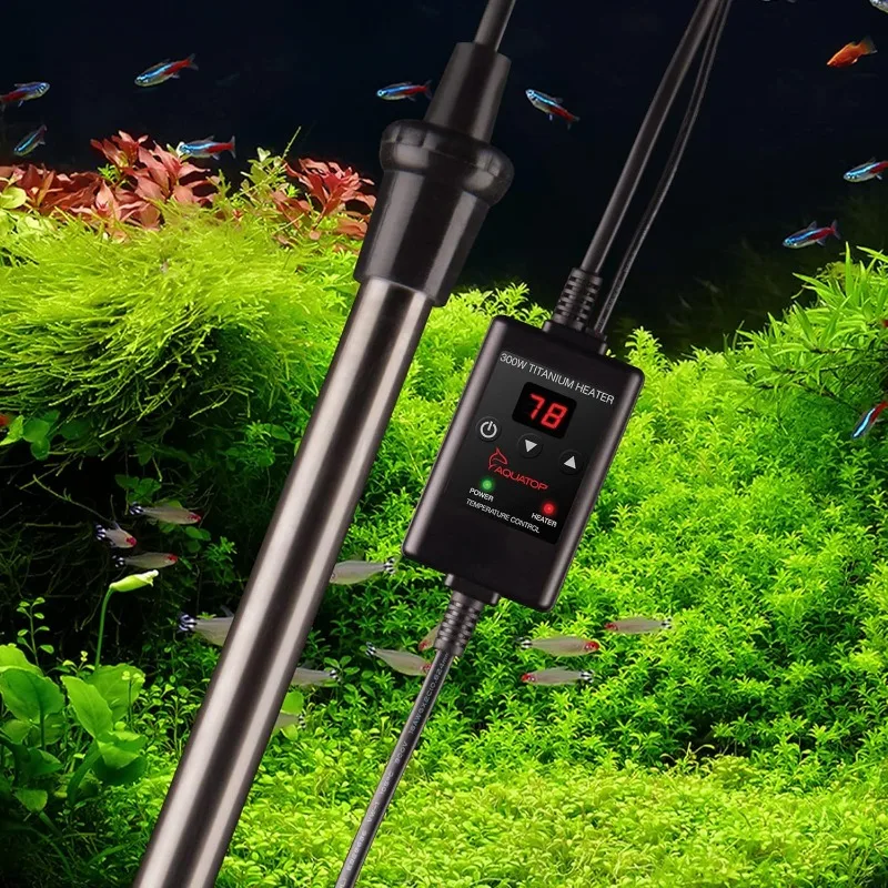 300W Titanium Heater with Controller - Fully Submersible For Fish Tanks Up To 100 Gallons, 68-92 Adjustable Temperature, Durable