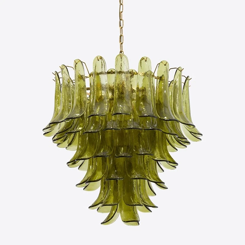 

Modern Glass Art Pendant Light Tiered Colorful Glass Petals Hanging Lamp for Foyer Dining Room Kitchen Island Lighting Home