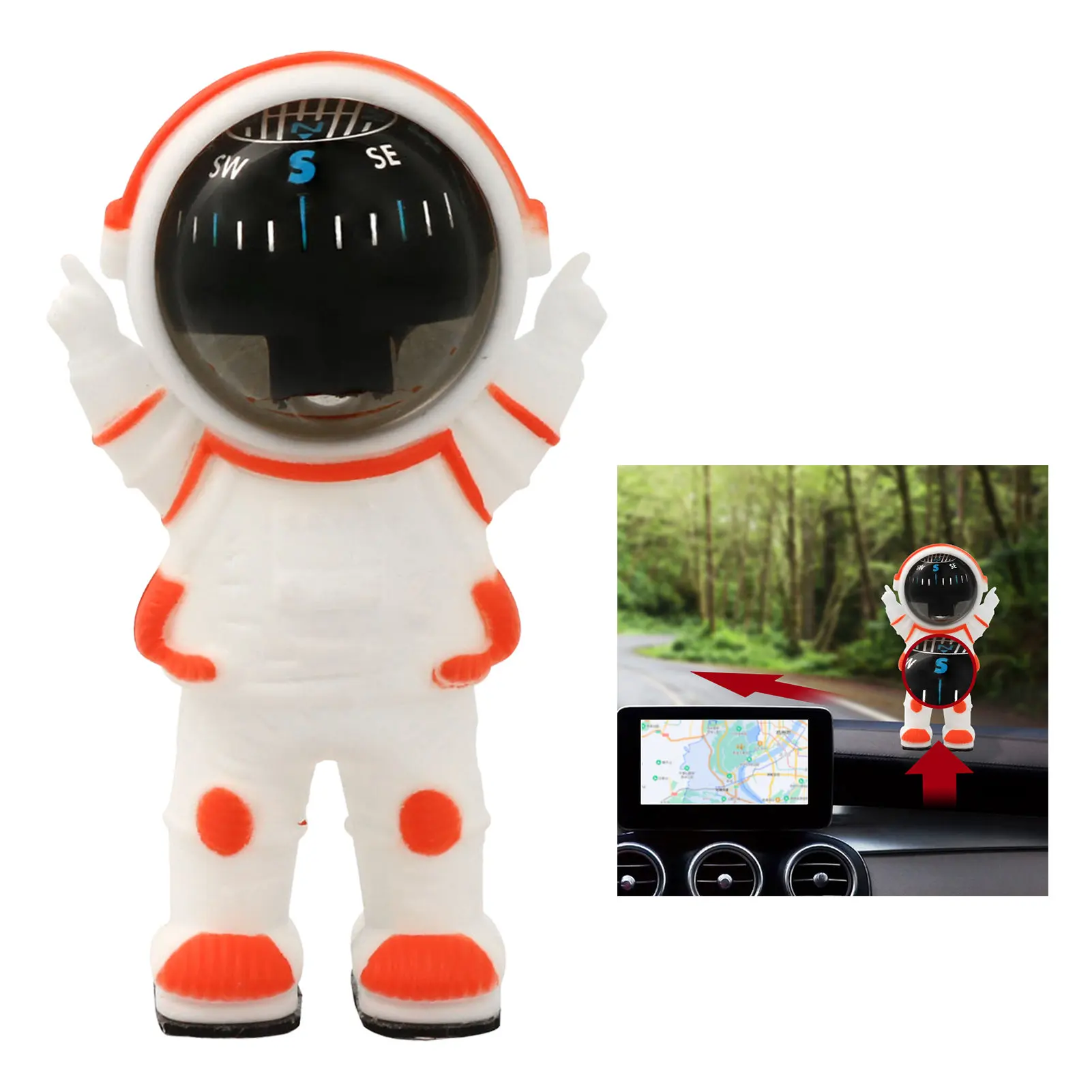 High-Precision Car Compass-Ball Astronaut Car Ornaments Home Desktop Decorations Outdoor ToolFor Camping Hiking Compasses