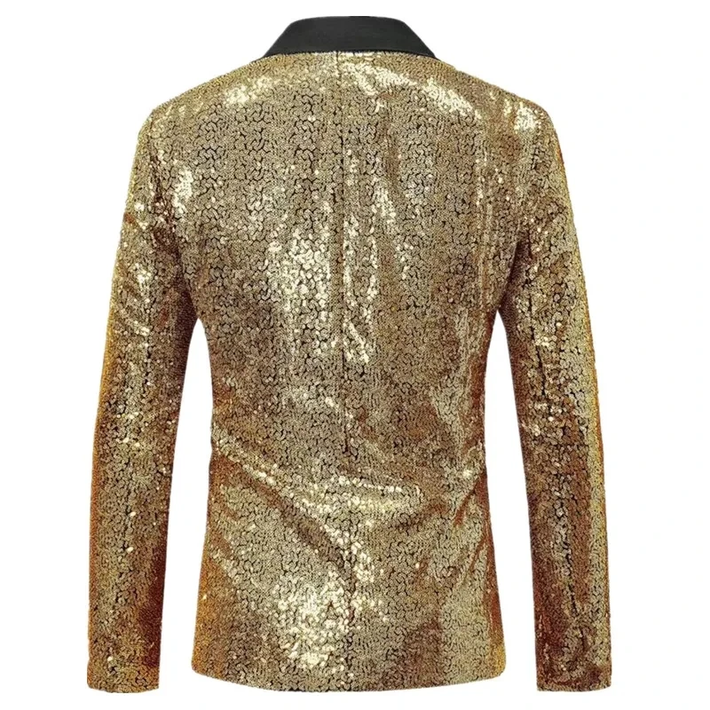 Fashion Luxurious Men Small Round Sequin Suit Loose One Button Jacket Male Bar KTV Stage Performance, Bar , KTV , Dress Blazers