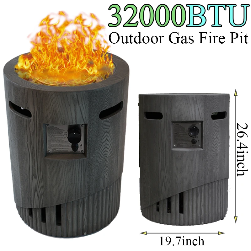 Outdoor Gas Fire Pit 20 Inch Outdoor Gas Firepit Table 32000 BTU Fire Table with Rain Cover for Outdoor Garden Patio Smokeless