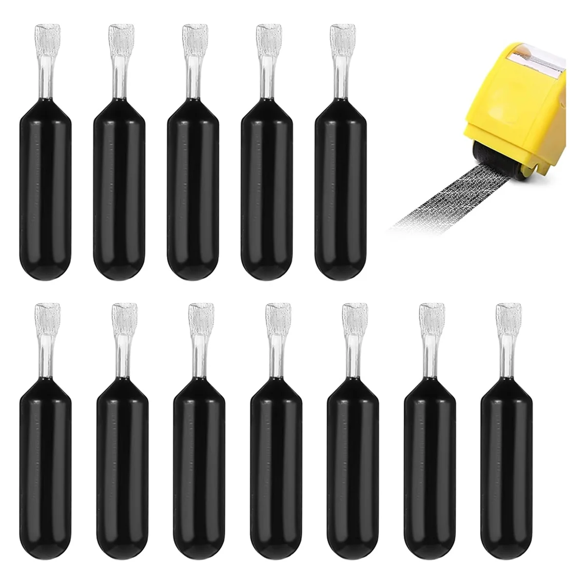 AB06 12Pc Ink Refills for Your ID Stamp Roller Refill Ink Confidential Roller Stamp Refill Ink to Cover Personal Mail Address