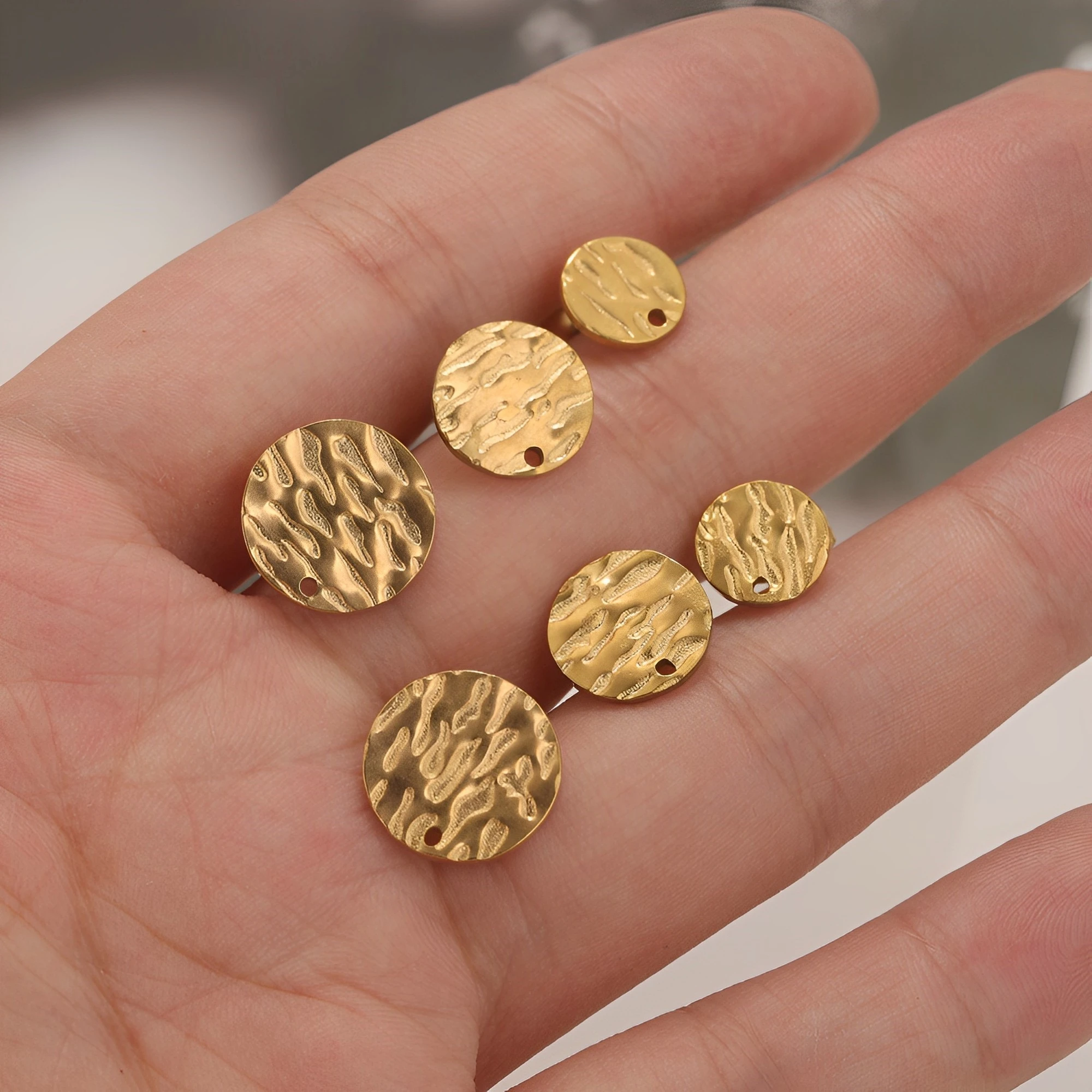 

10 Pcs Stainless Steel Deep Embossed Soldering Pins DIY Earrings Jewelry Making Supplies Fine Classical Literature Seasons