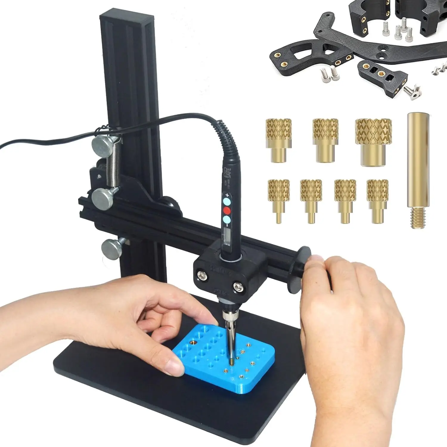 

Vertical Heat Press Machine for Brass Inserts in 3D Printing, Compatible with M2 to M8 Threaded Nuts