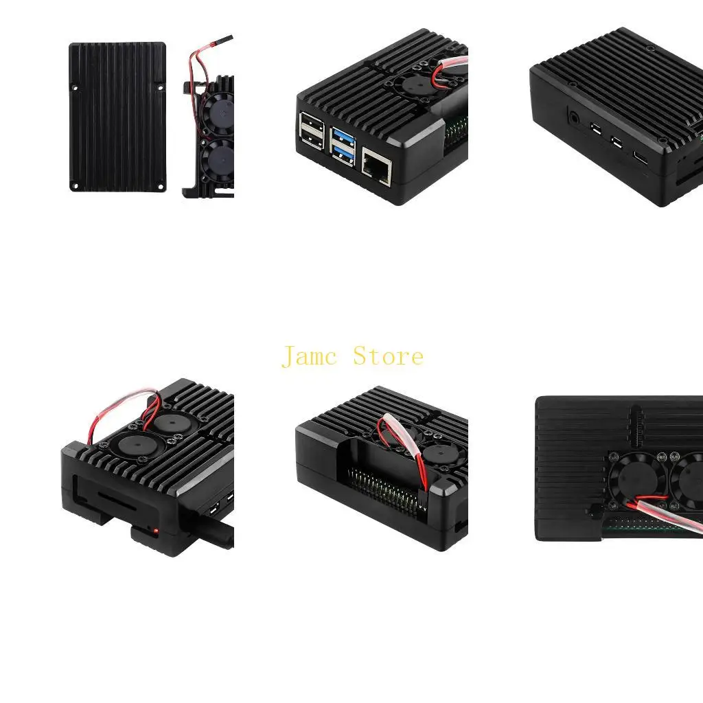 

LX0B 4B Модель B Двойные вентиляторы Алюминиевая металлическая броня для корпуса для RPi 4B/3B+/