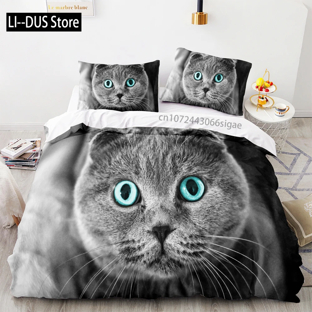 

Black cat Bedding Set Single Twin Full Queen King Size Cute cat Bed Set Aldult Kid Bedroom Duvetcover Sets 3D Anime Kawaii 036