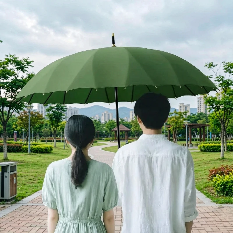 24-Rib Extra Large Long Handle Umbrella Windproof Stormproof Thickened Anti Inversion Cane Hook Heavy Rain Men Women Use 장우산