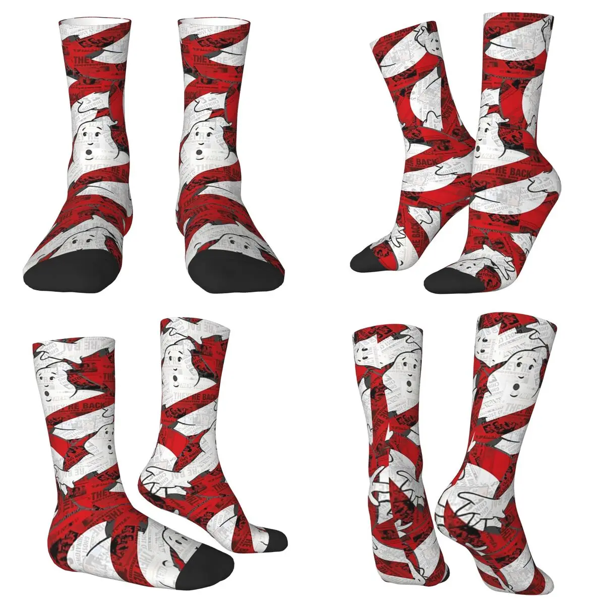 All Seasons Crew Stockings The Ghostbusters Logo Pattern Socks Harajuku Long Socks for Men Women Valentine's Day Gifts