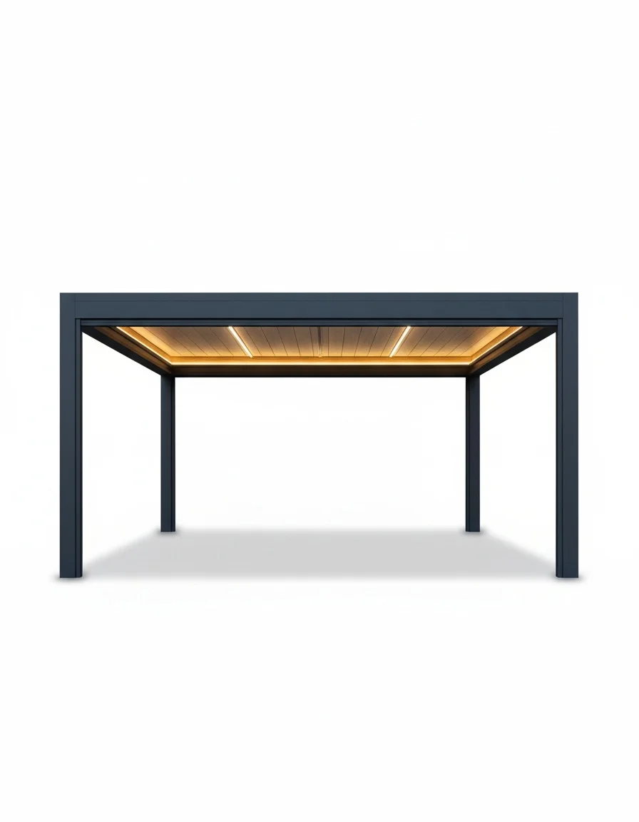 Motorized Aluminum Pergola, 6063-T5 Aluminum Alloy Retractable Louvered Roof, Bioclimatic Waterproof Garden Pergola, Patio Shade