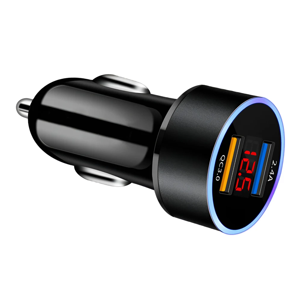 

Car 12V 24V Boat Dual Port QC3.0+2.4A USB Charger Socket Outlet LED Digital Voltmeter Gauge Display