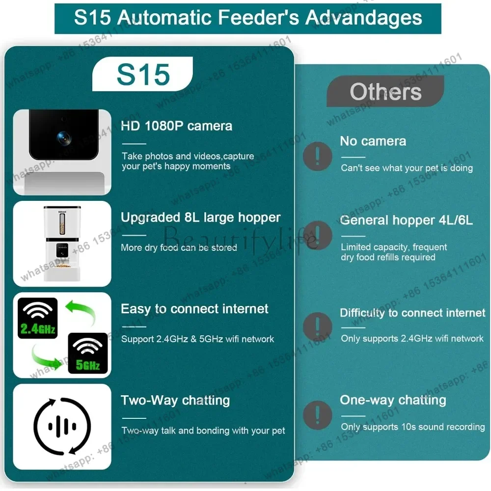 DoHonest Automatic Dog Feeder with Camera: 5G WiFi Easy Setup 8L Motion Detection Smart