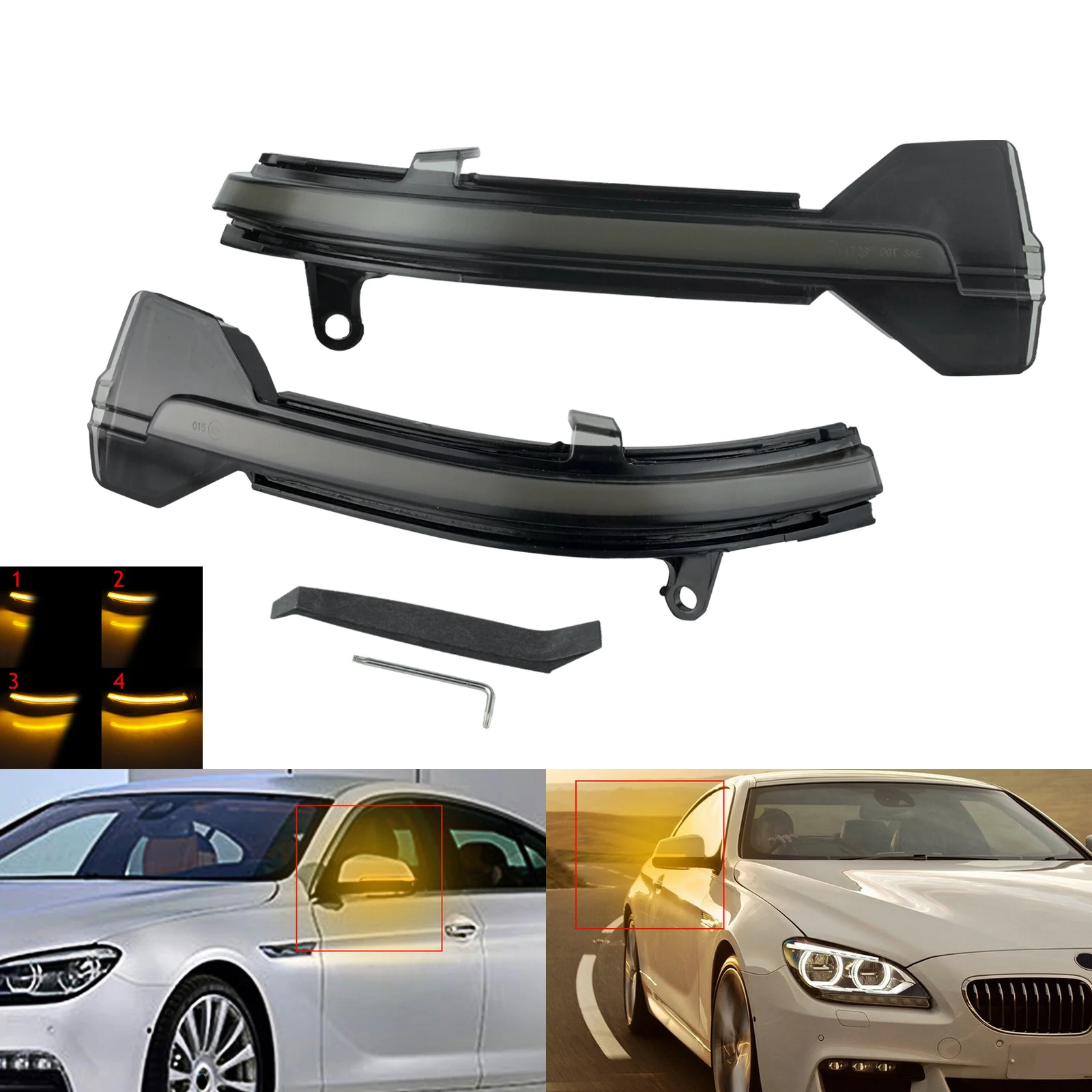 

Amber Dynamic LED Wing Mirror Turn Signal Light For BMW 5 Series F07 GT F10 F11