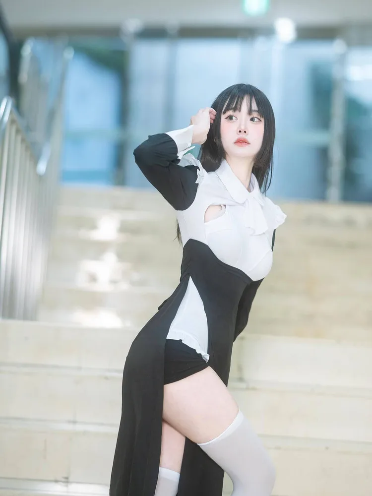 Costume da suora sexy a fessura alta Set LTT7 Cisas Role-plang Puro desiderio Orm monastico Vestito Costume di scena etnico da donna